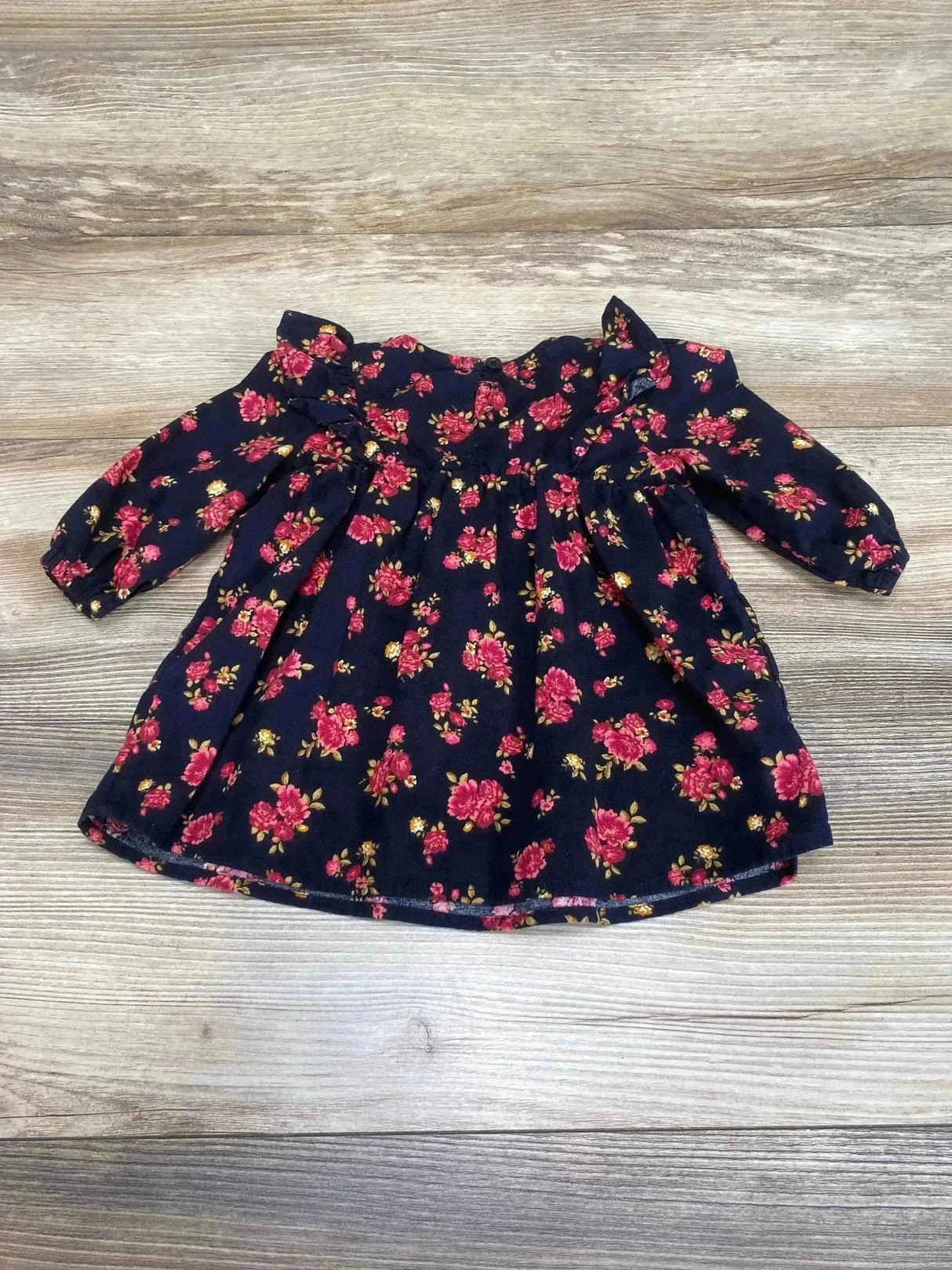 Old Navy Floral Ruffle Trim Dress Black sz 3-6m - Me n Mommy To Be