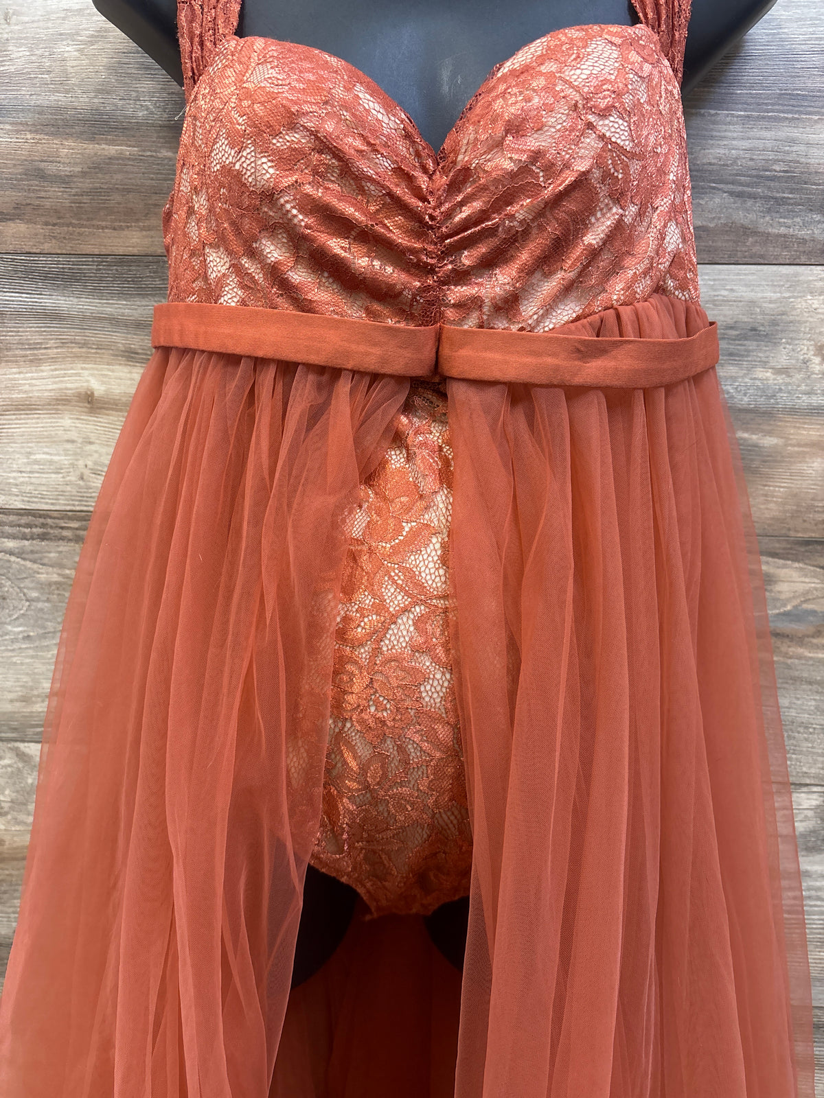 Faeriesty Maternity Mesh Overlay Lace Fall Photography Dress Rust sz XL*