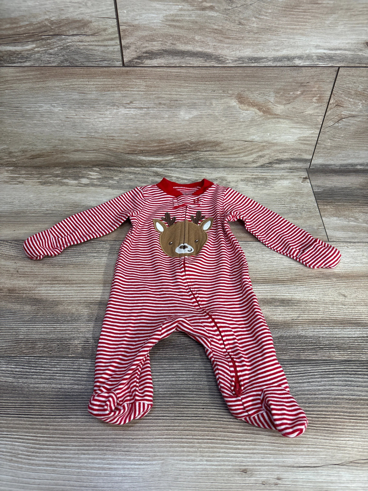 Carter's Striped Reindeer Sleeper Red/White sz Newborn