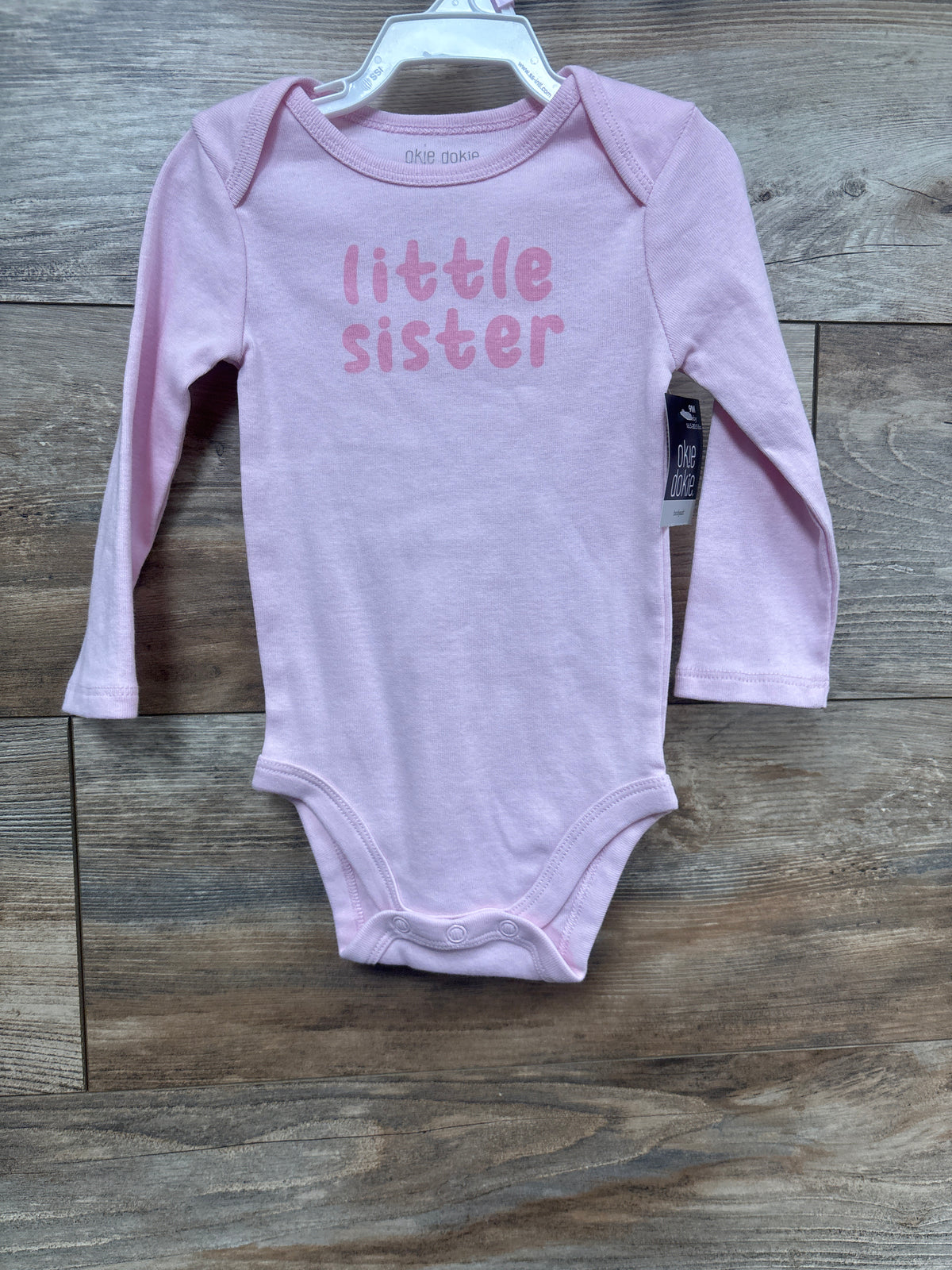 NEW Okie Dokie Long Sleeve Little Sister Bodysuit Pink sz 9m