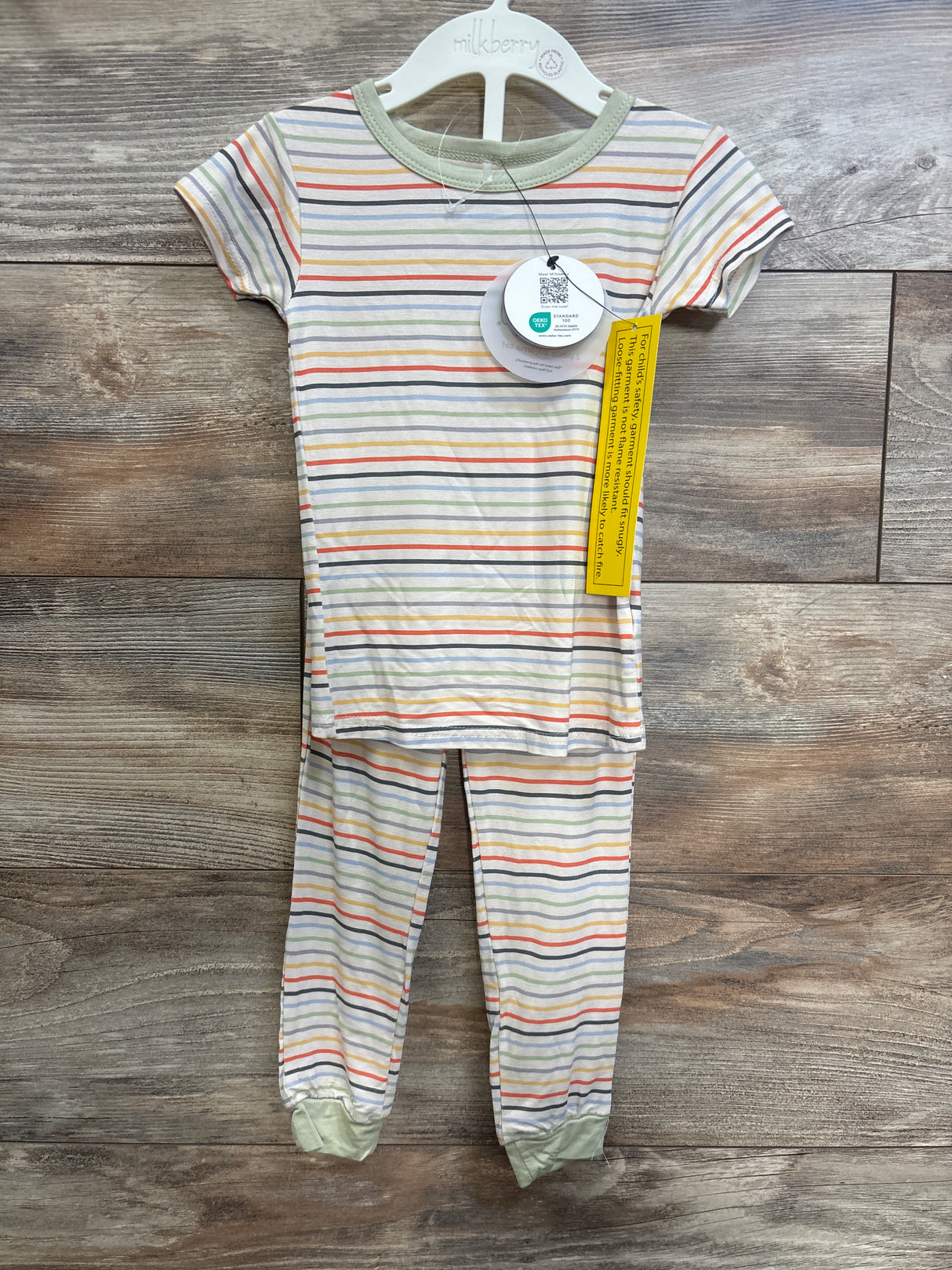 NEW Milkberry 2pc Striped Bamboo Pajama Set Ivory sz 3T
