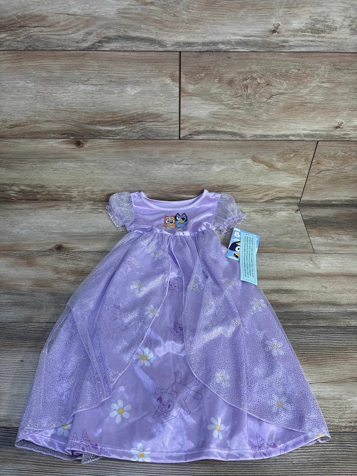 NEW Bluey and Bingo Lilac Purple Floral Satinet and Tulle Nightgown sz 3T