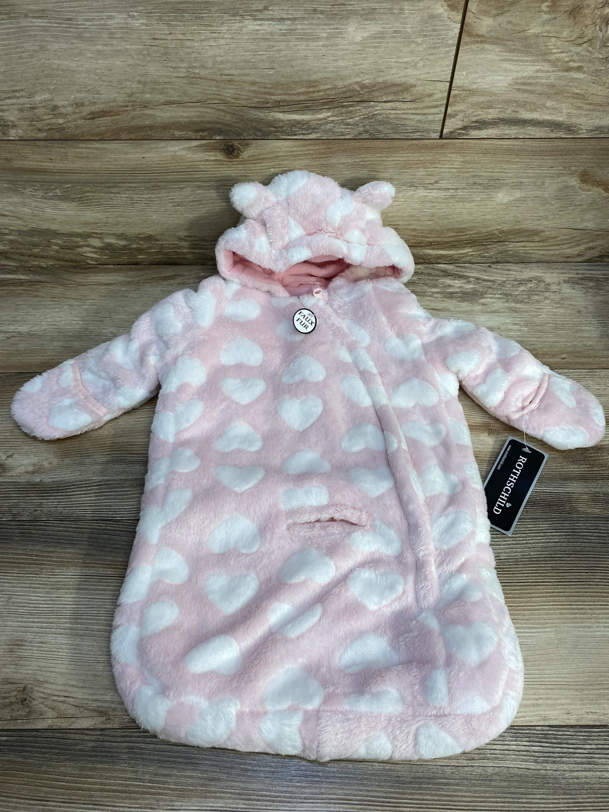 NEW Rothschild Heart Embossed Hooded Car Bag Pink sz 0-6m - Me n Mommy To Be
