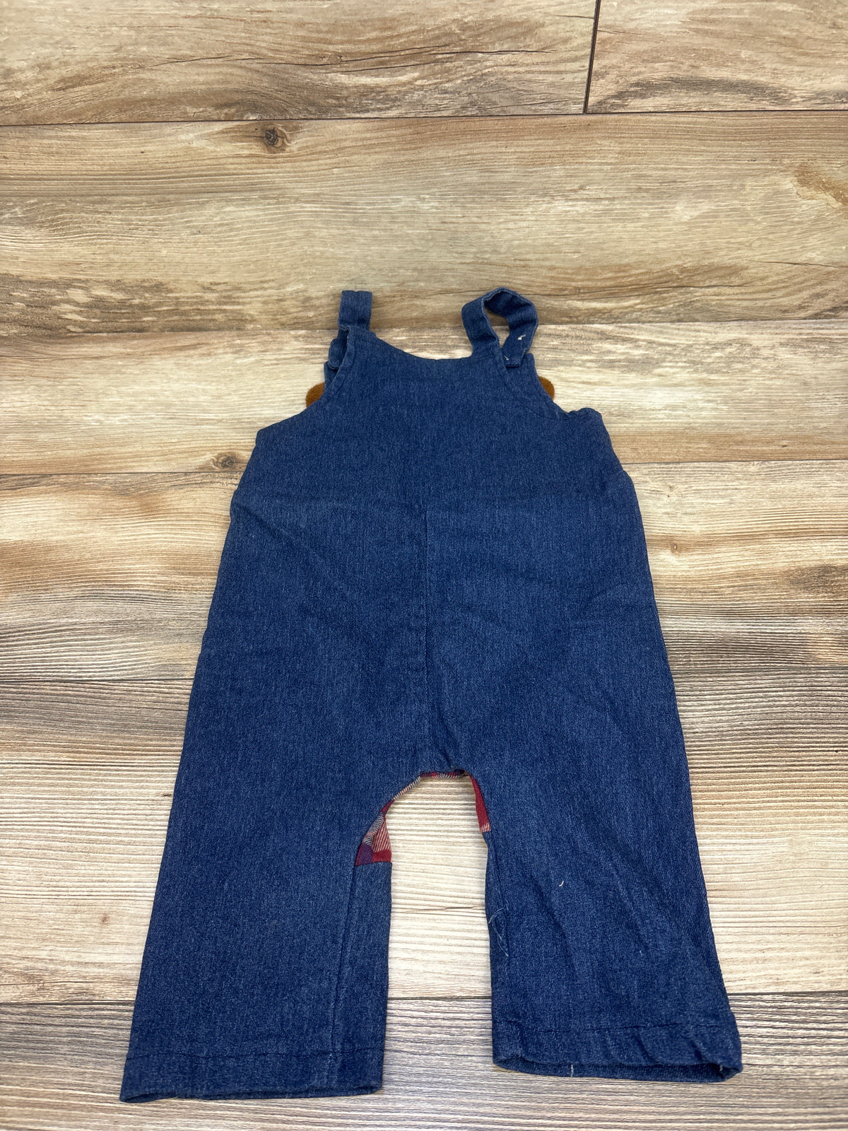ODASIRA Plaid Puppy Dog Denim Overalls Blue sz 12-18m
