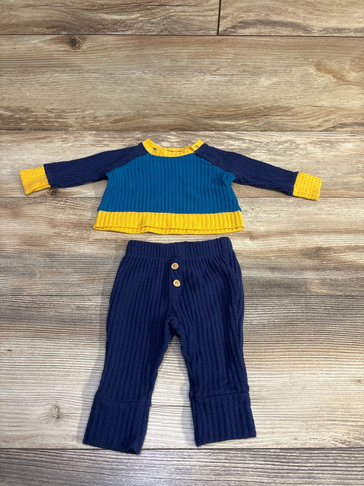 Cat & Jack 2pc Waffle Knit Shirt & Pants Set Navy sz Newborn