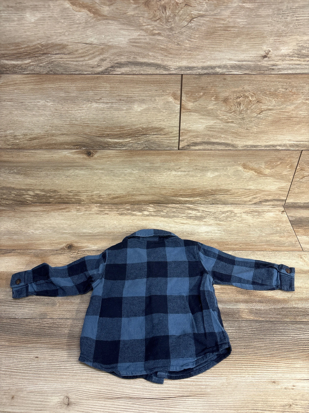 Old Navy Buffalo Plaid Button Up Shirt Navy sz 12-18m