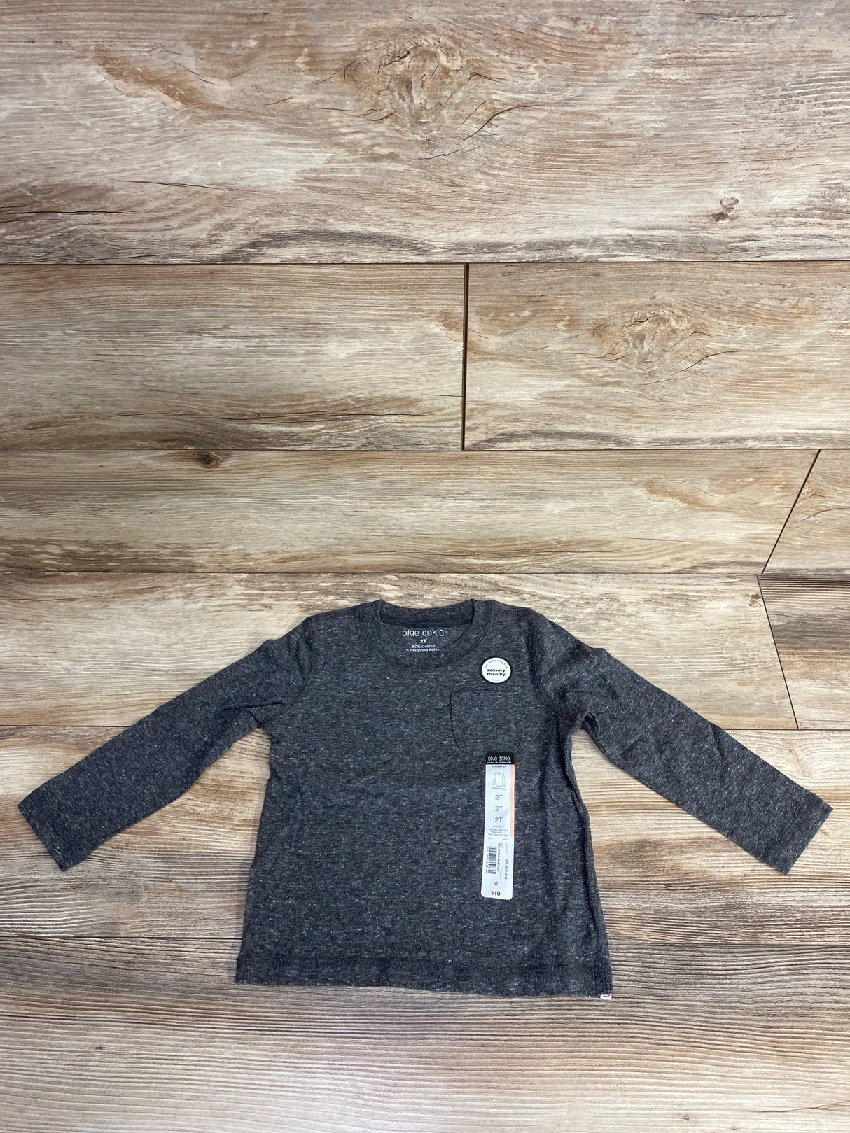 NEW Okie Dokie Long Sleeve Pocket Shirt Grey sz 2T