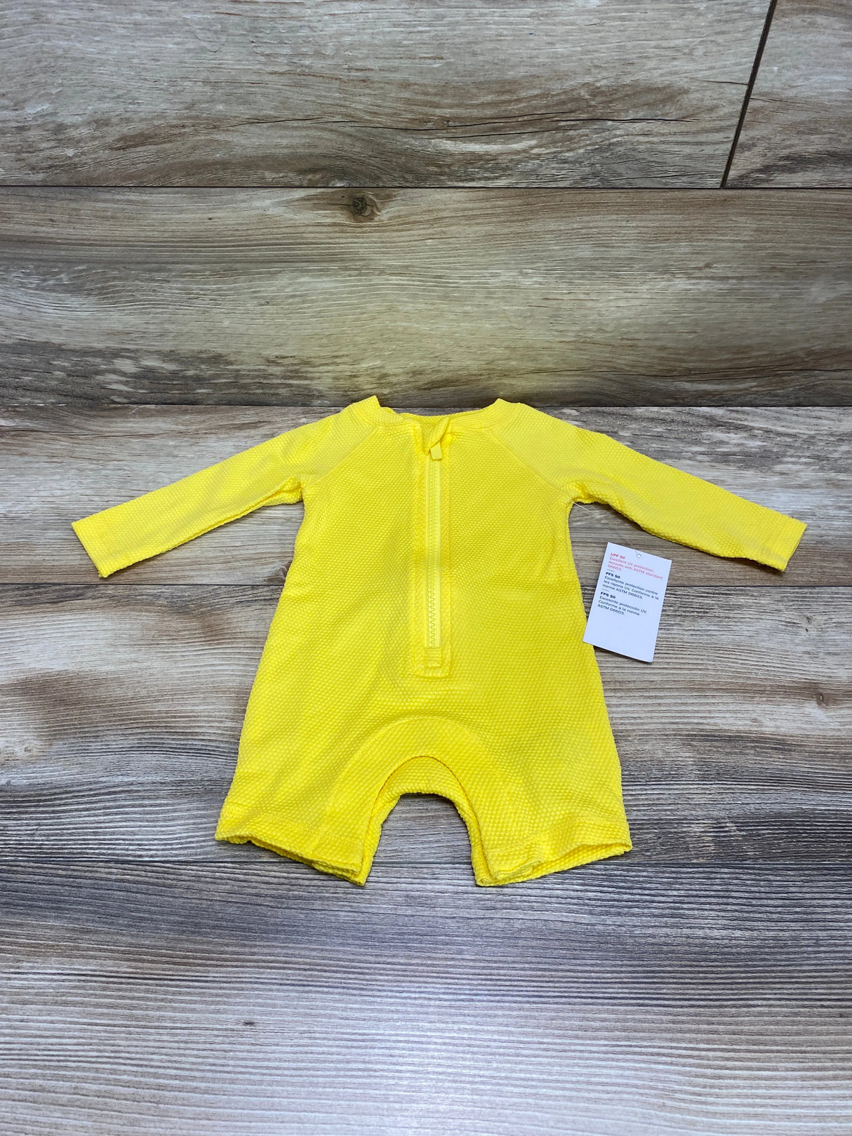 NEW Old Navy Textured Zip-Front Rashguard Romper Swimsuit Yellow sz 0-3m - Me n Mommy To Be