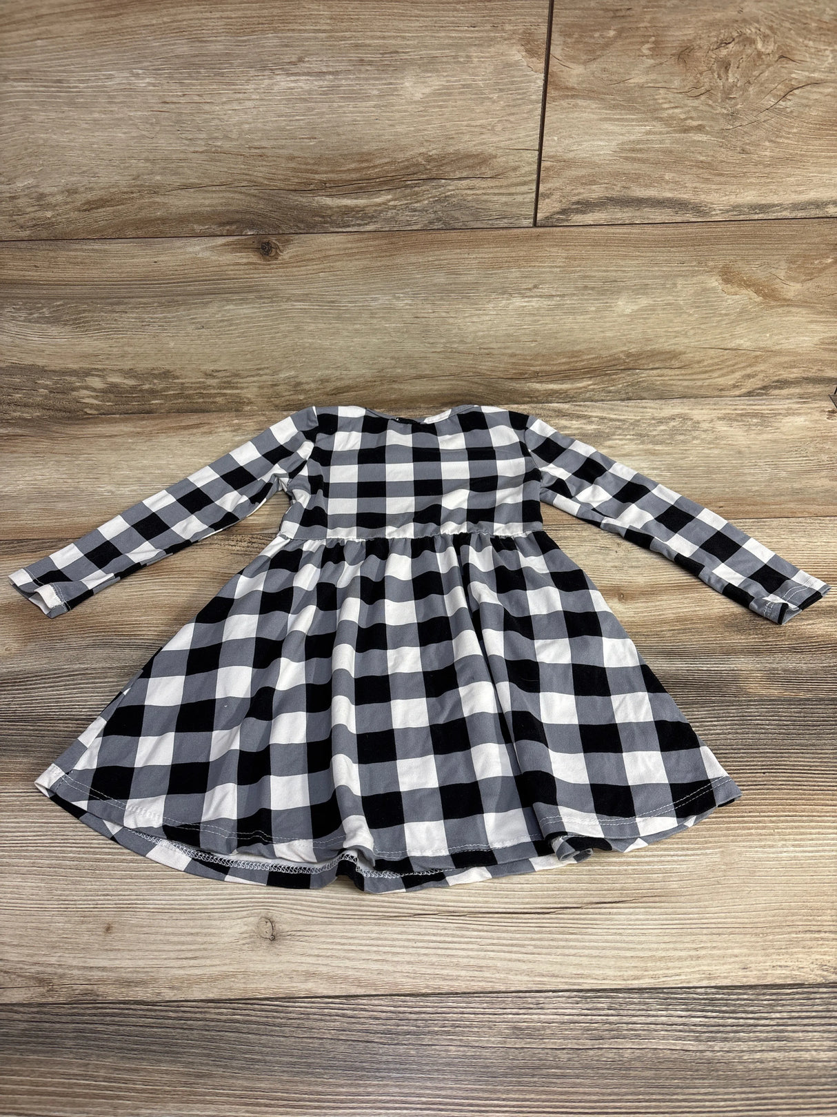 Emma & Elsa Checkered Long Sleeve Dress Grey sz 2T