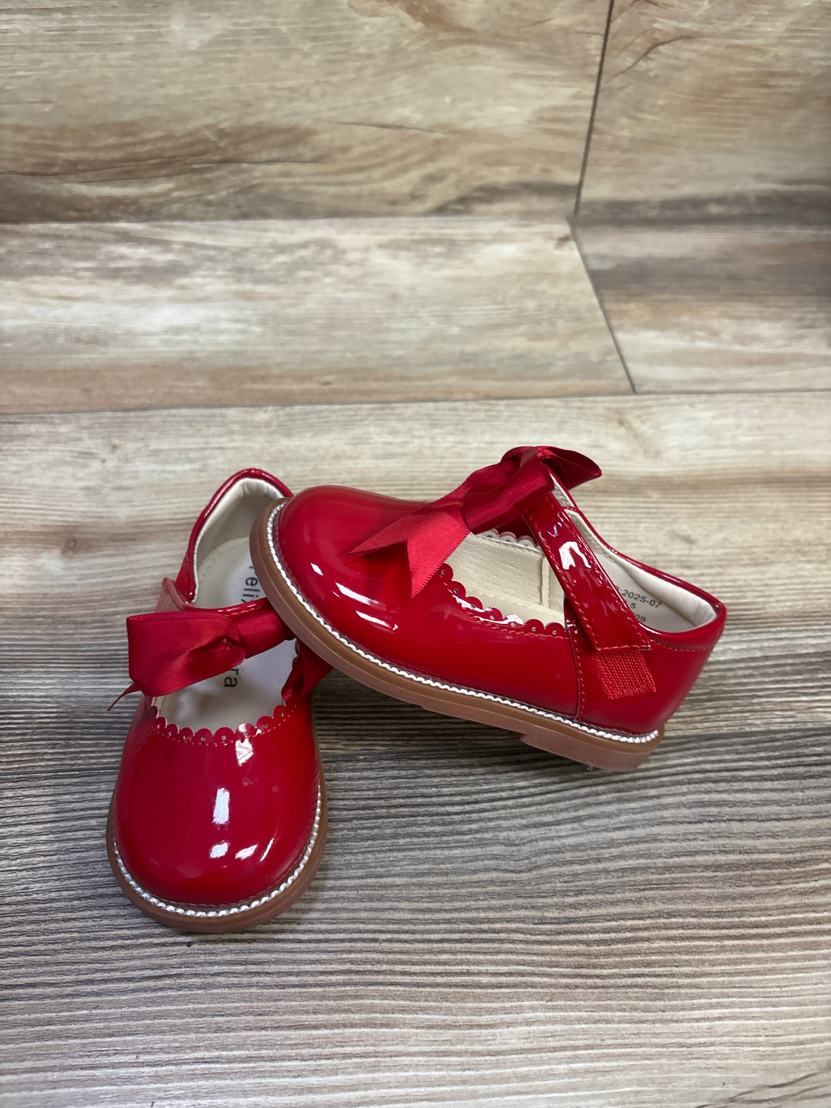 Felix & Flora Patent Leather Mary Jane Dress Shoes with Satin Bow Red sz 5c