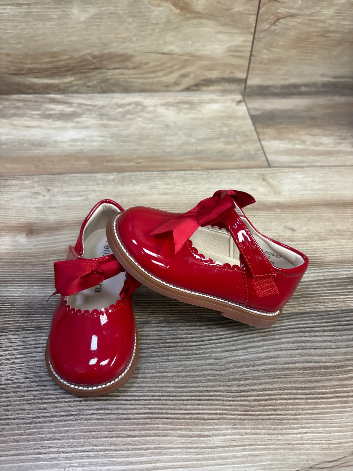 Felix & Flora Patent Leather Mary Jane Dress Shoes with Satin Bow Red sz 5c