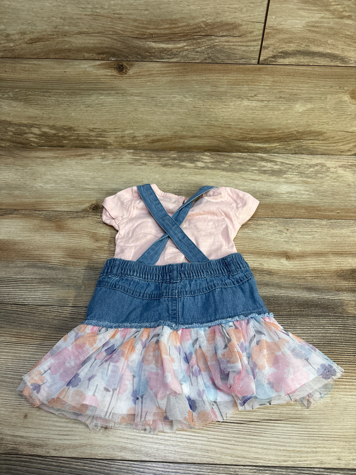 Calvin Klein 2pc Denim Tulle Trim Skirtall Set Pink sz 3/6m