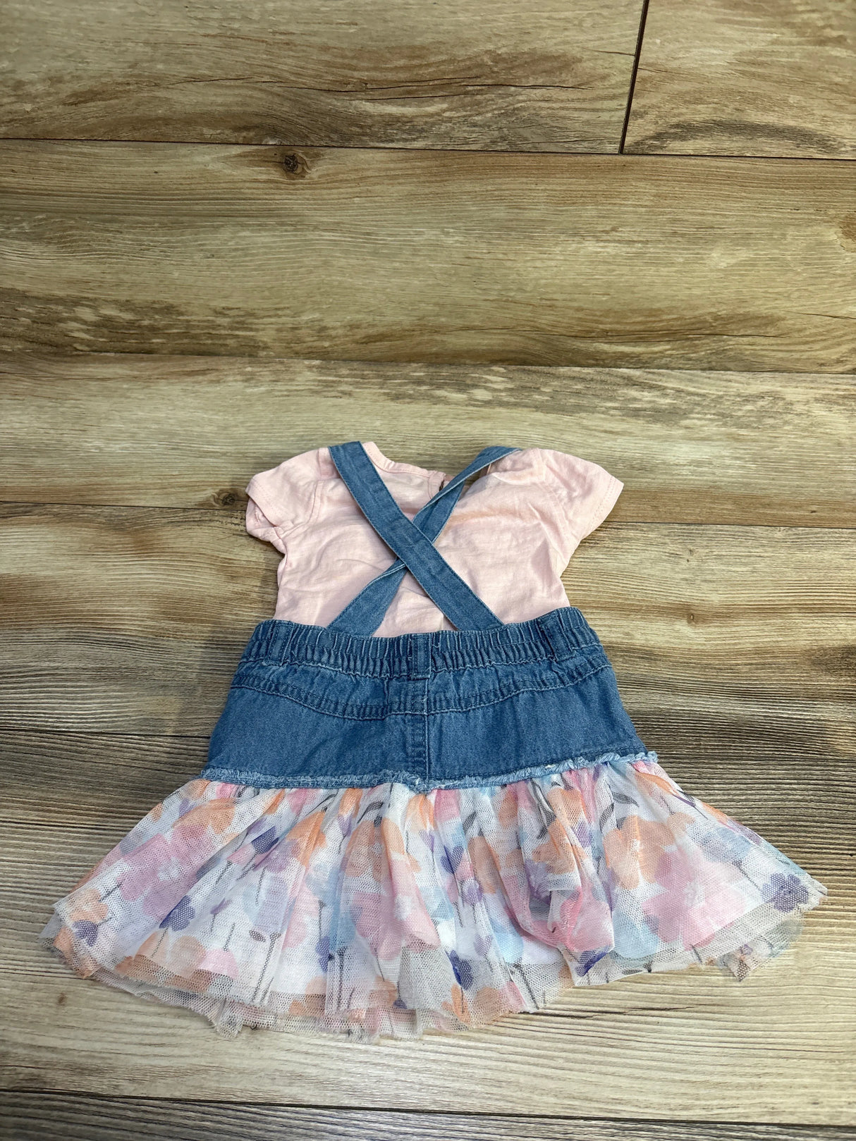 Calvin Klein 2pc Denim Tulle Trim Skirtall Set Pink sz 3/6m
