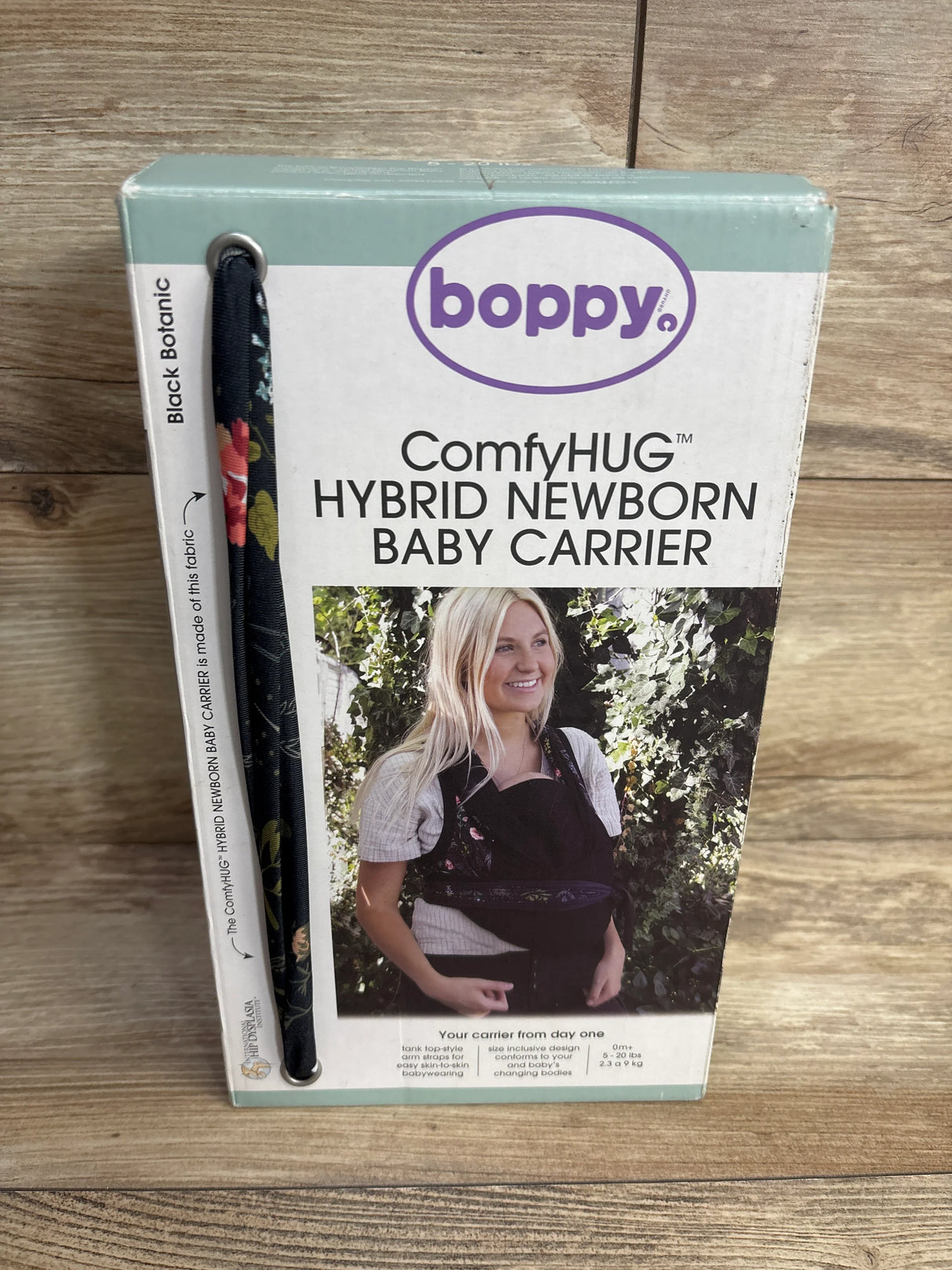 Boppy ComfyHUG Hybrid Newborn Baby Carrier Black Botanic 5-20lbs