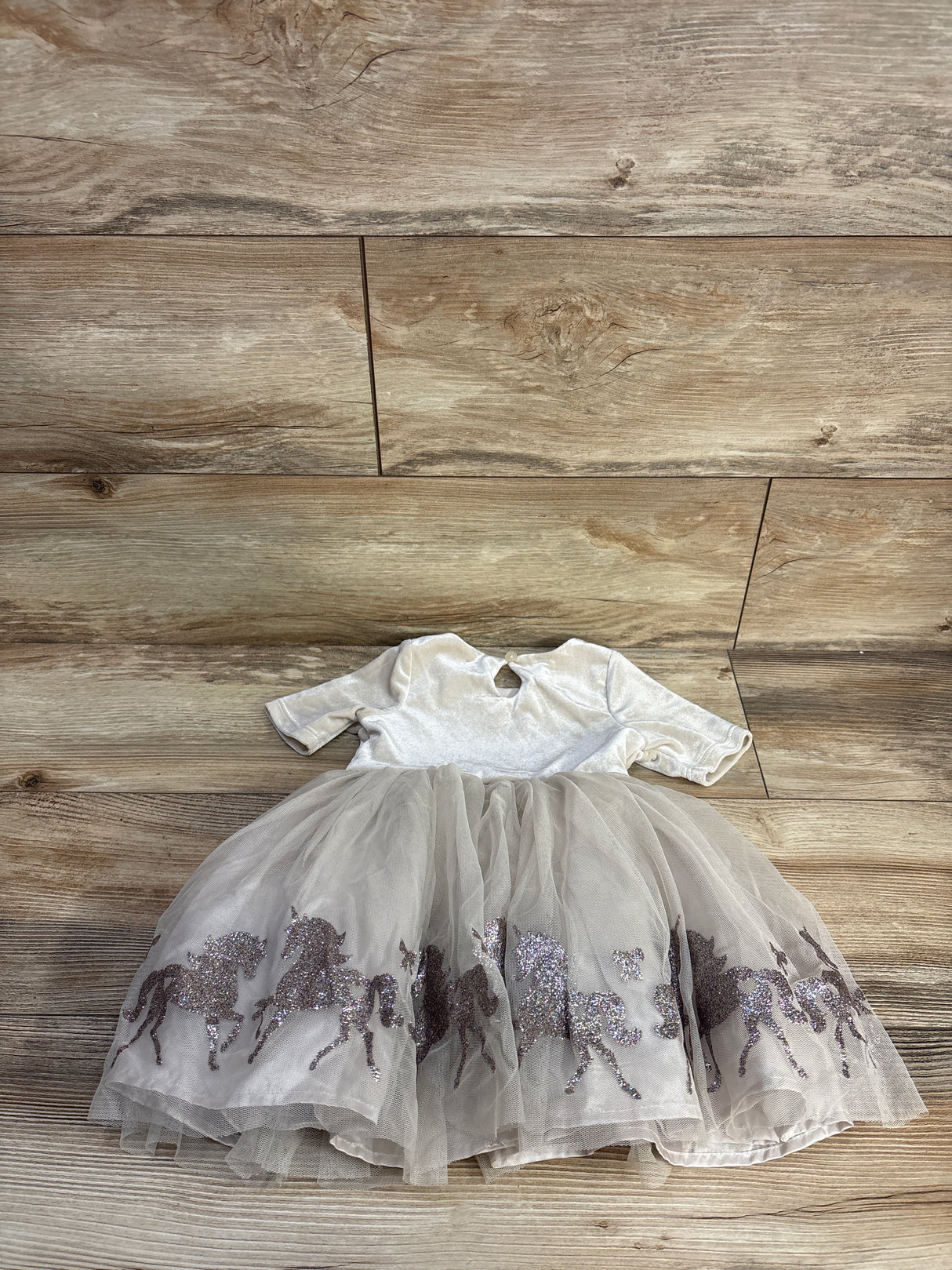 Zunie Lace Tulle Velvet Dress Beige sz 2T
