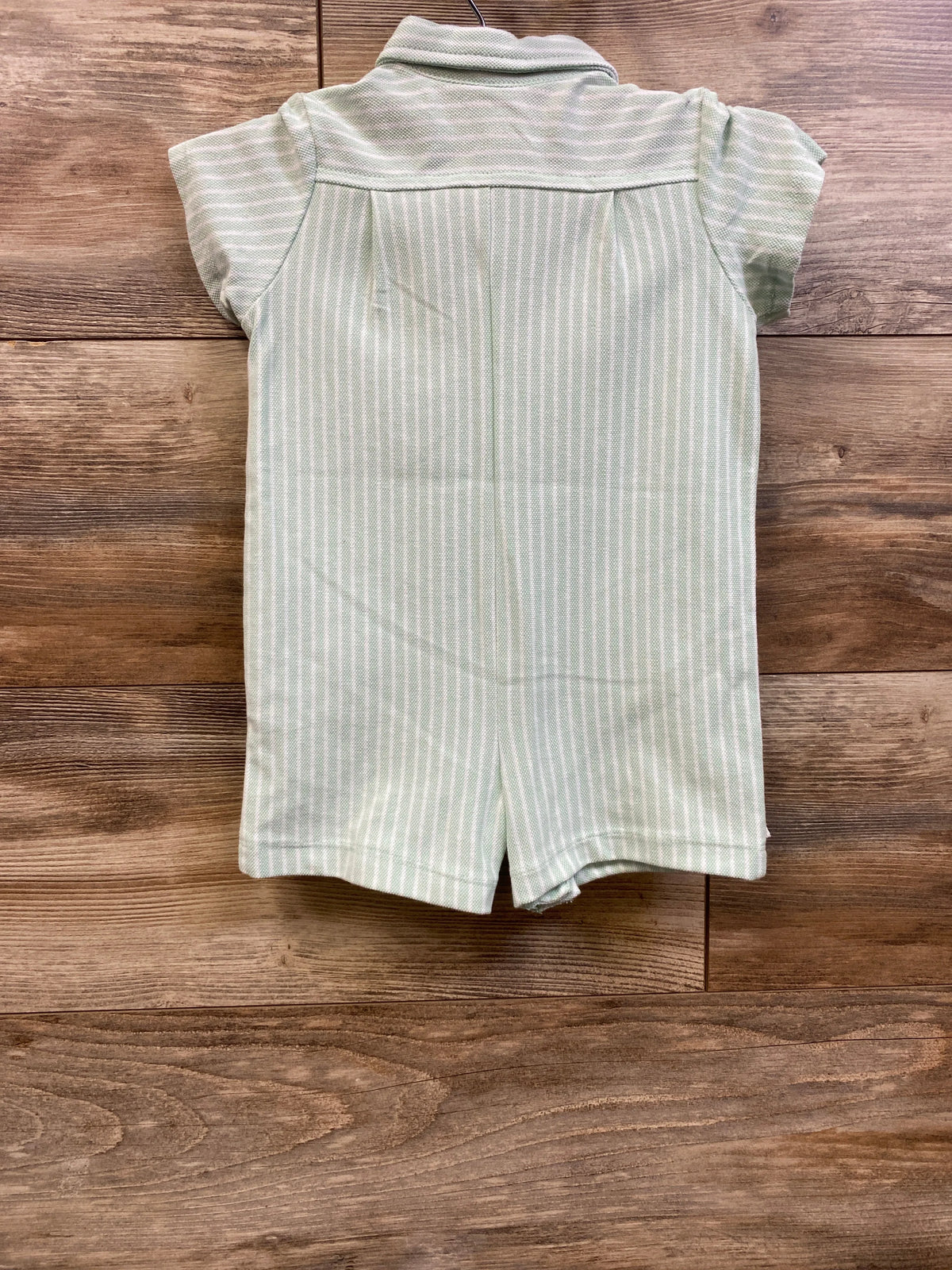 Little Me Striped Button-Down Polo Romper Mint sz 9m