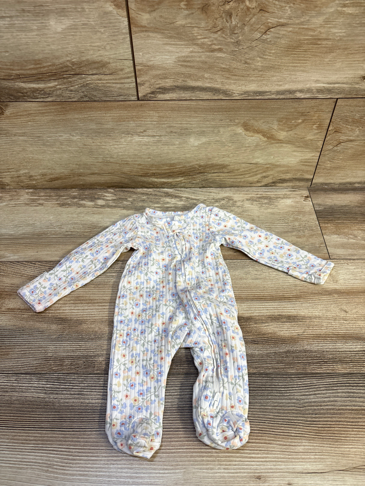Child Of Mine Floral Ribbed Sleeper White sz Newborn