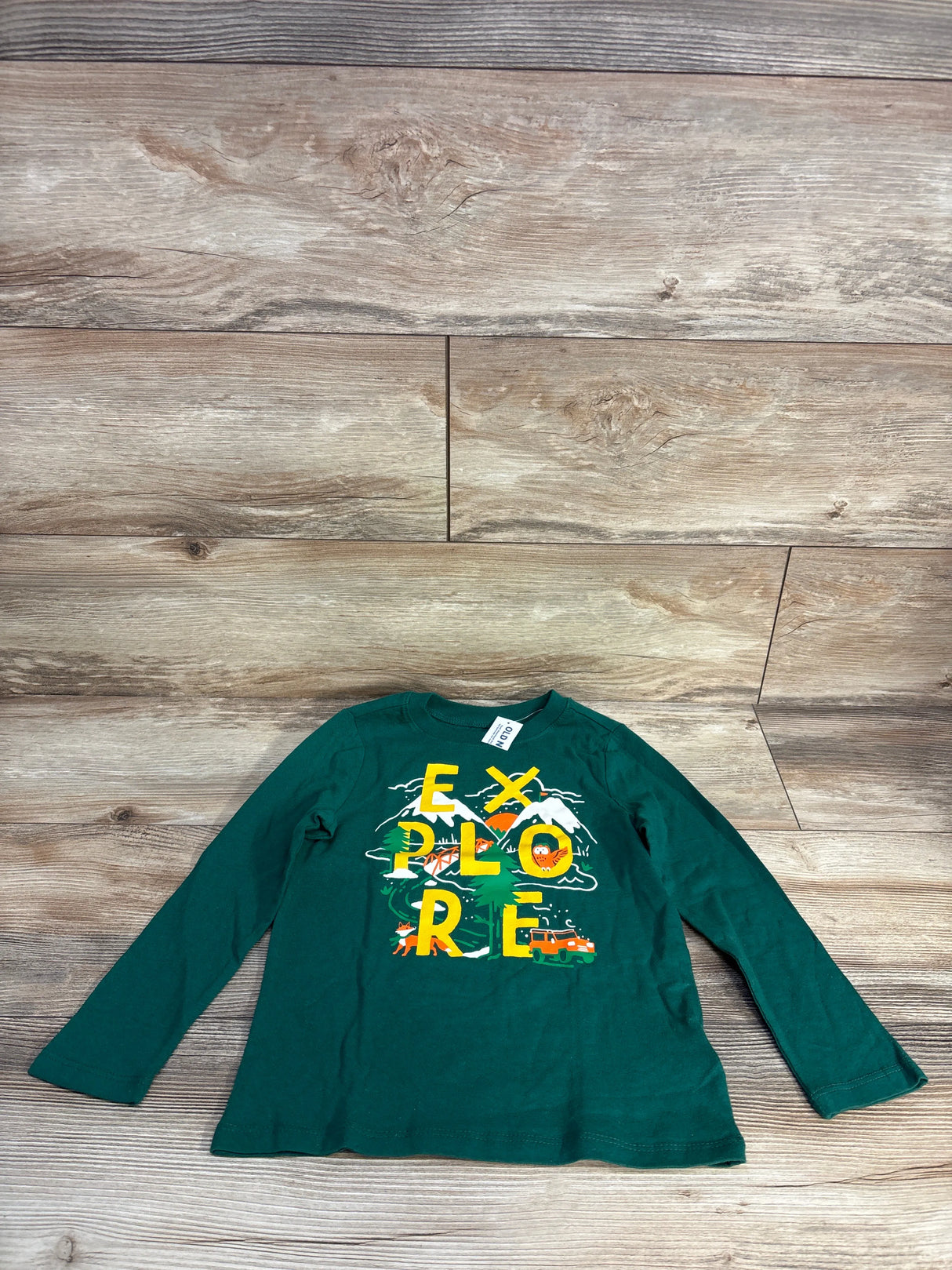 NEW Children's Place Explore Graphic Long Sleeve Shirt Green sz 5T