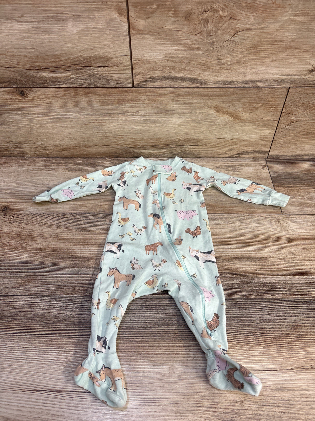 Member's Mark Organic Sleep & Play Farm Animals Sleeper Mint sz 6m