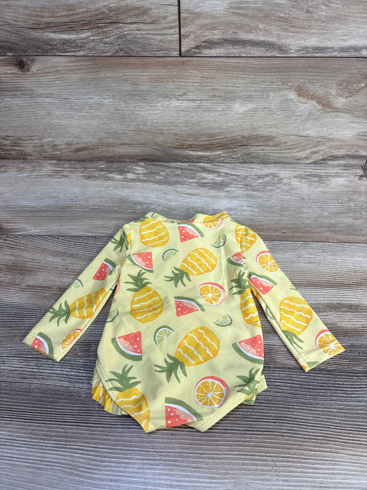 Just One You Fruit Print 1pc Rash Guard Swimsuit Yellow sz 0-3m
