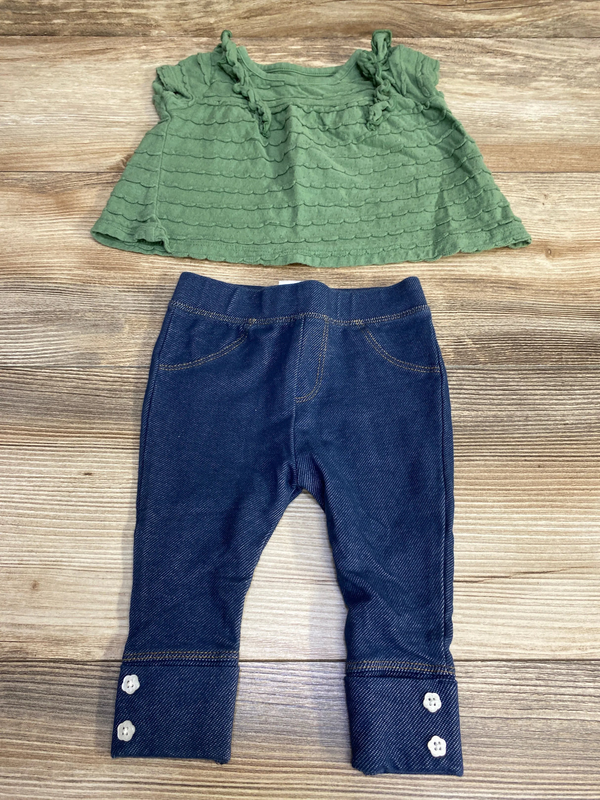 Laughing Llama 2pc Textured Shirt & Leggings Green sz 6m - Me n Mommy To Be