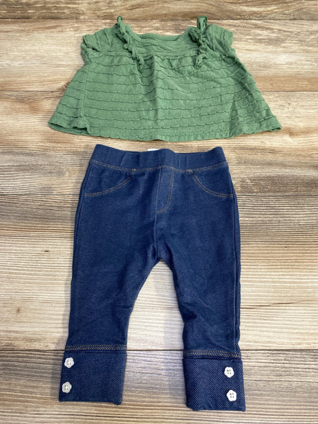 Laughing Llama 2pc Textured Shirt & Leggings Green sz 6m - Me n Mommy To Be