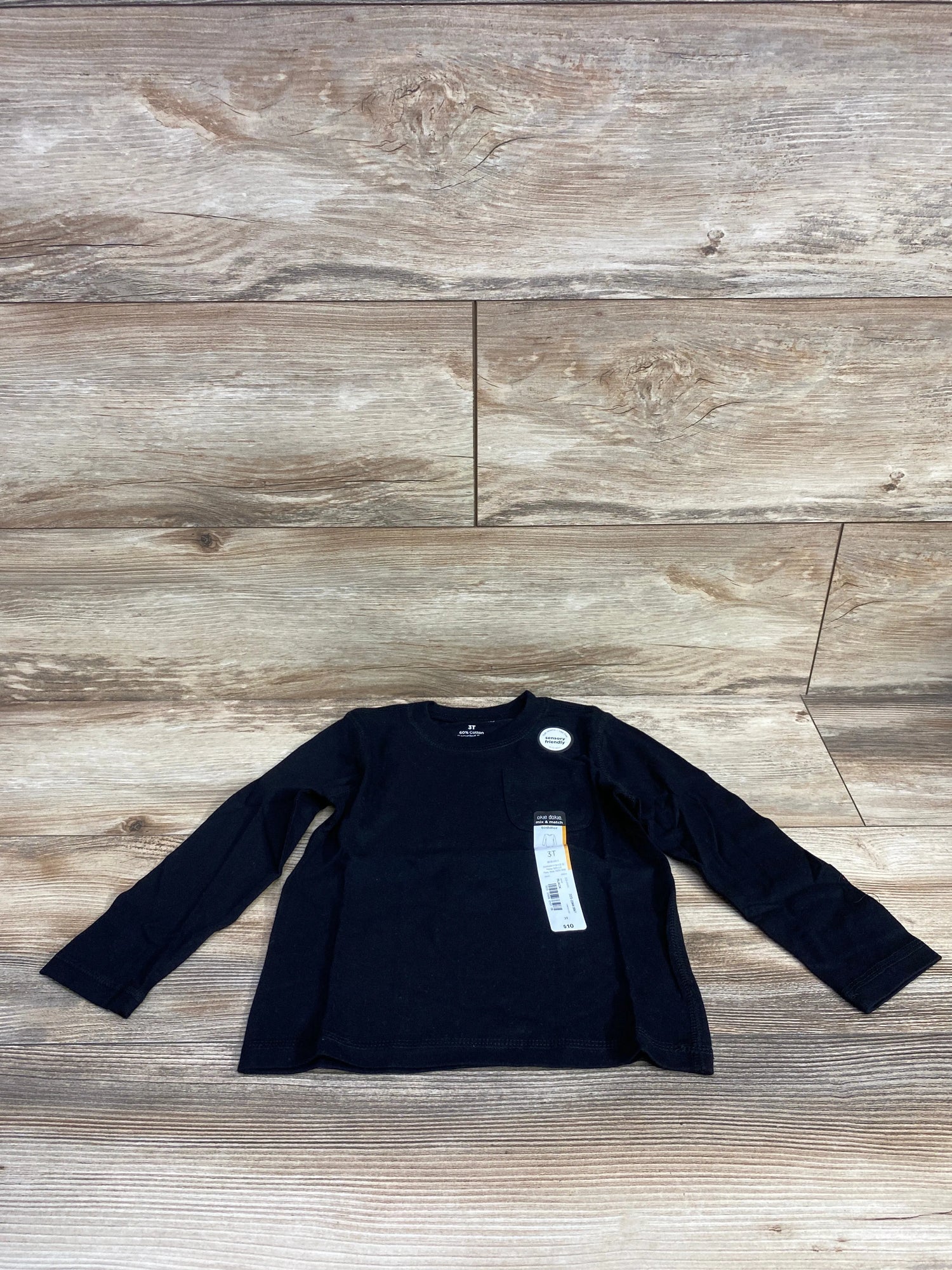 NEW Okie Dokie Long Sleeve Pocket Shirt Black sz 3T