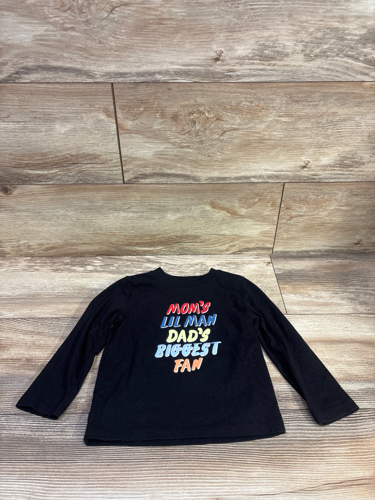 Okie Dokie 'Mom's Lil Man Dad's Biggest Fan' Shirt Black sz 2T