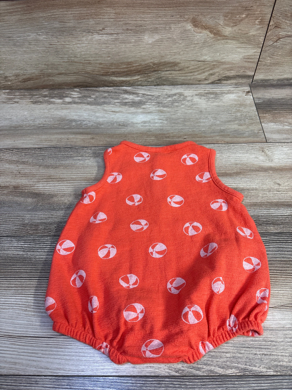Cat & Jack Beach Ball Henley Bubble Romper Orange sz 6-9m