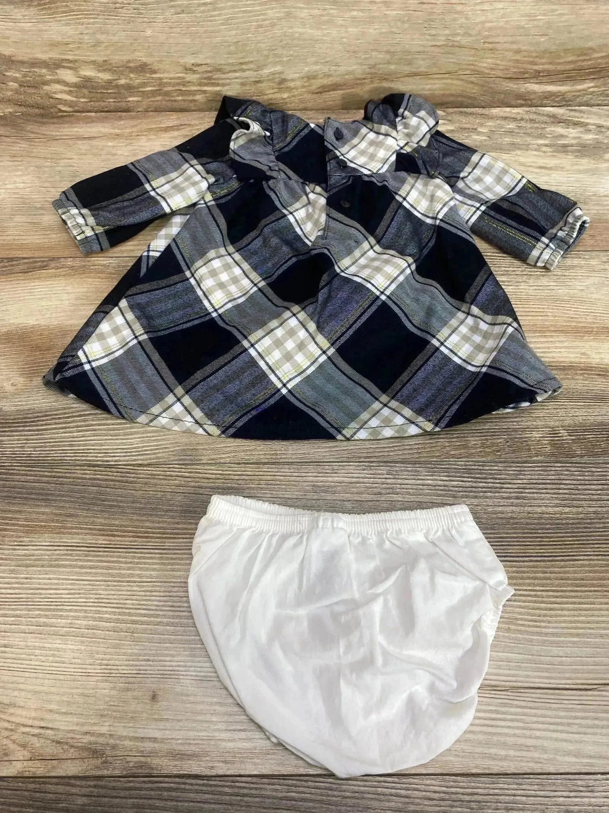 Just One You 2pc Plaid Ruffle Dress & Bloomers Black sz 3m - Me n Mommy To Be