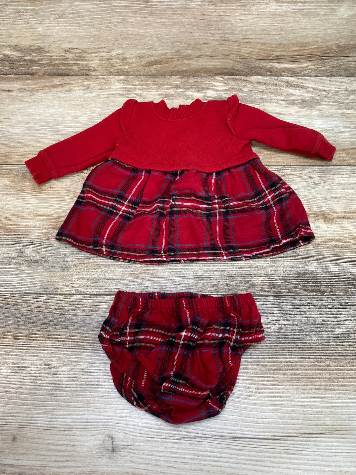 Carter's 2pc Plaid Sweatshirt Dress & Bloomers Red sz Newborn - Me n Mommy To Be