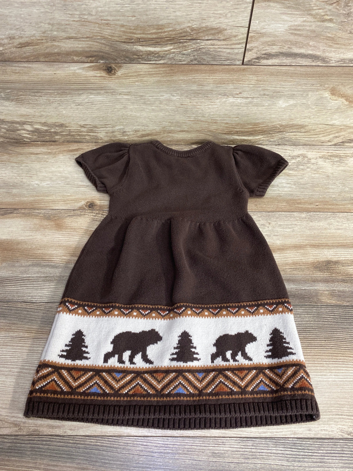 Gymboree Bear Print Cable Knit Sweater Dress Brown sz 4T