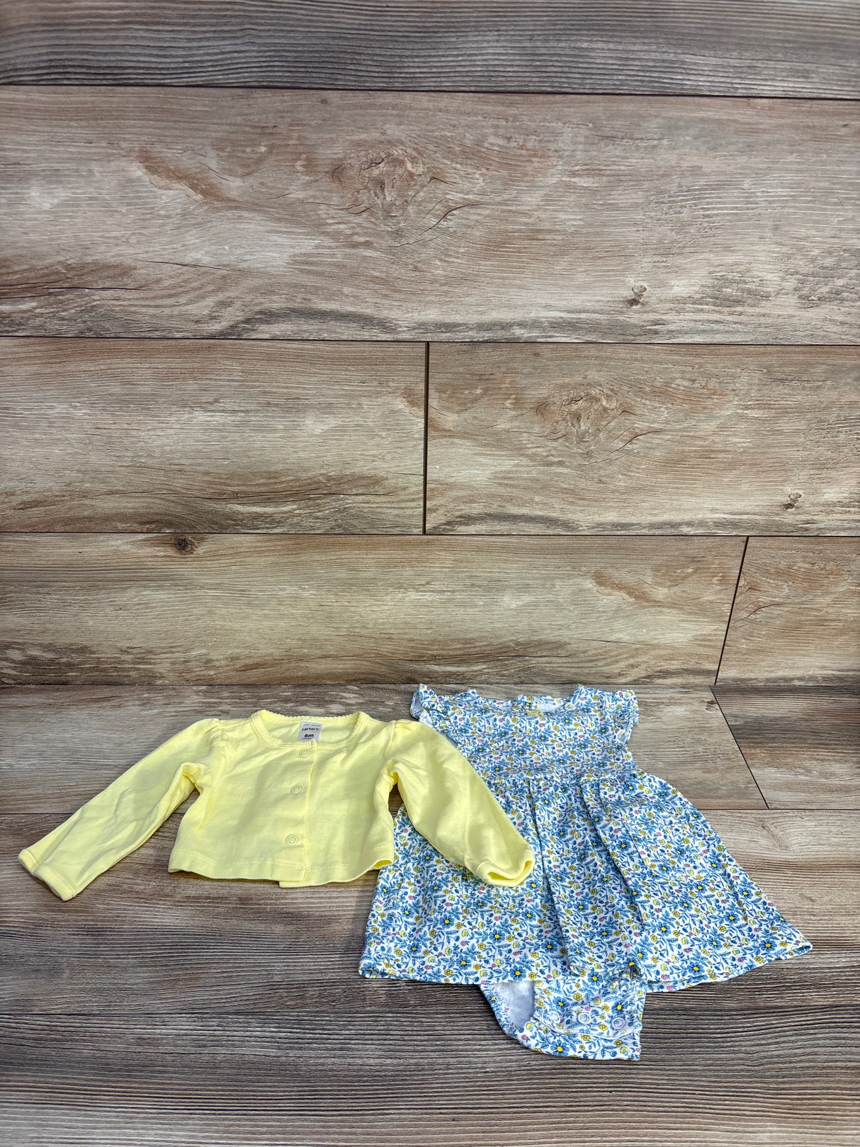 Carter's 2pc Floral Bodysuit Dress & Cardigan Set Yellow sz 6m