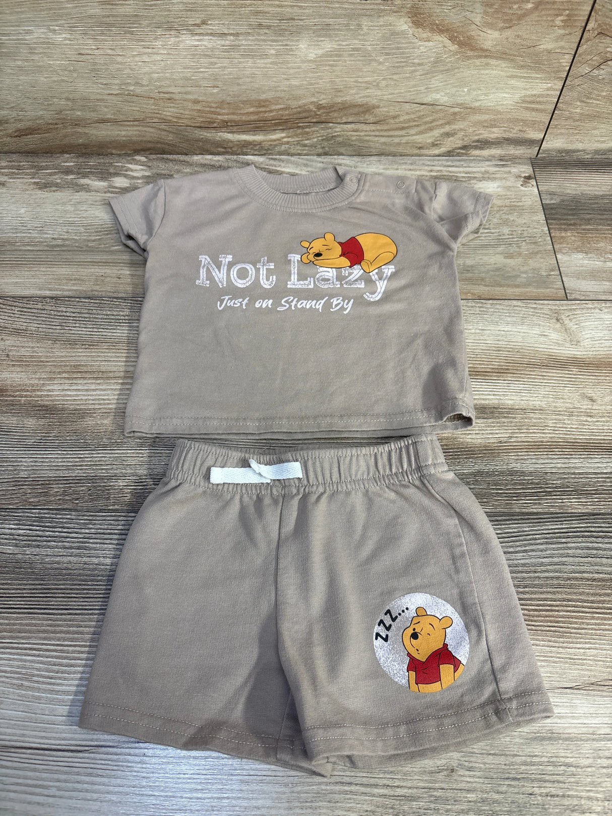 Disney Baby 2pc Winnie The Pooh Shirt & Shorts Set Beige sz 3-6m