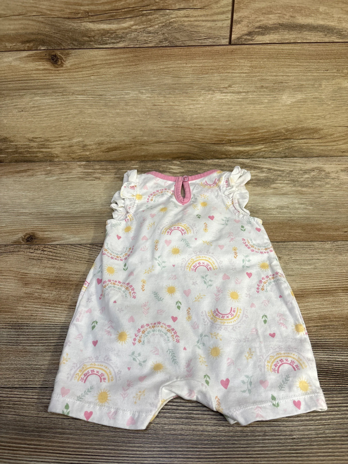 Chick Pea Rainbow Shortie Romper White sz 3-6m
