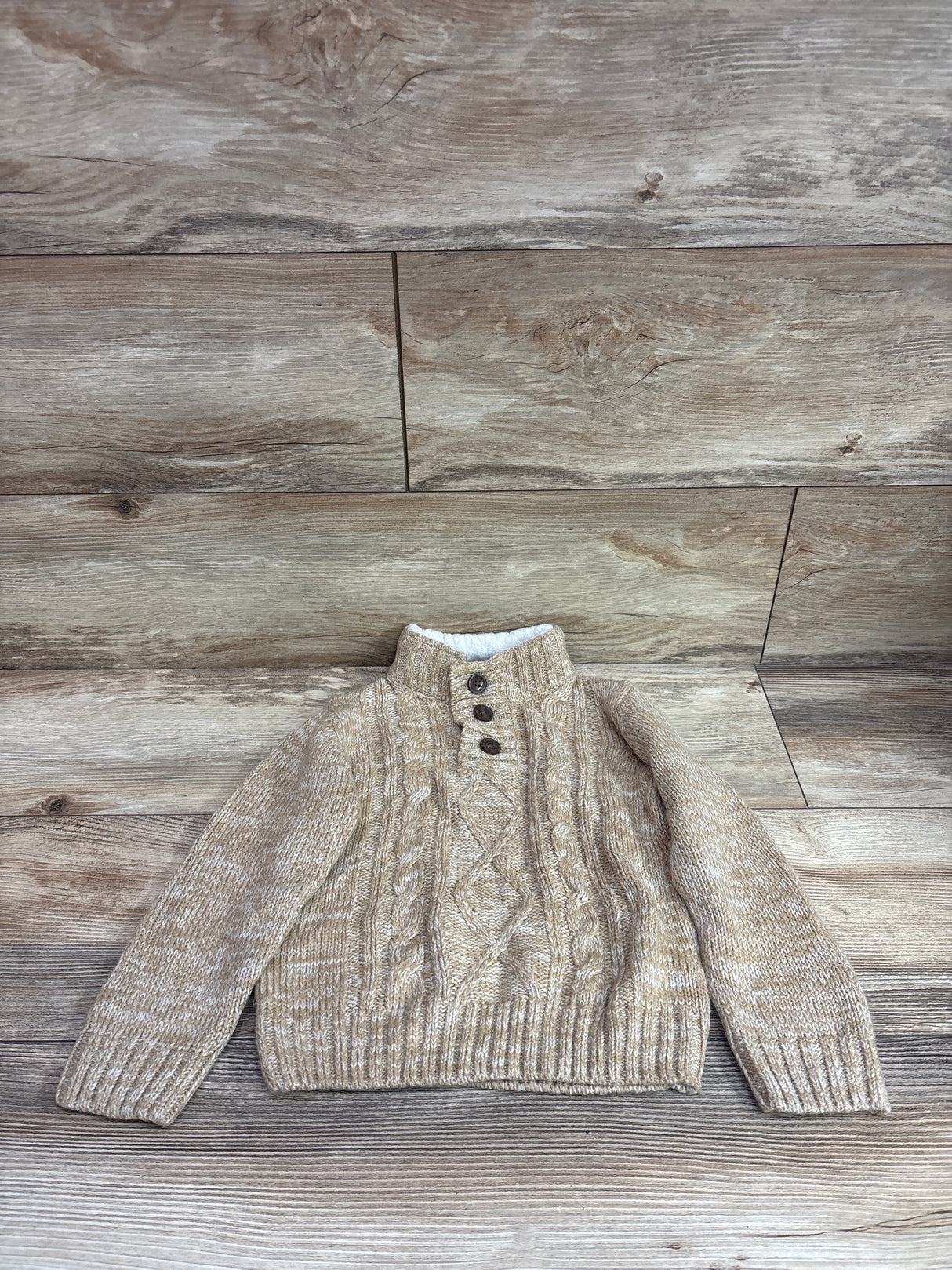 Little Lad Cable Knit Henley Sweater Tan sz 4T