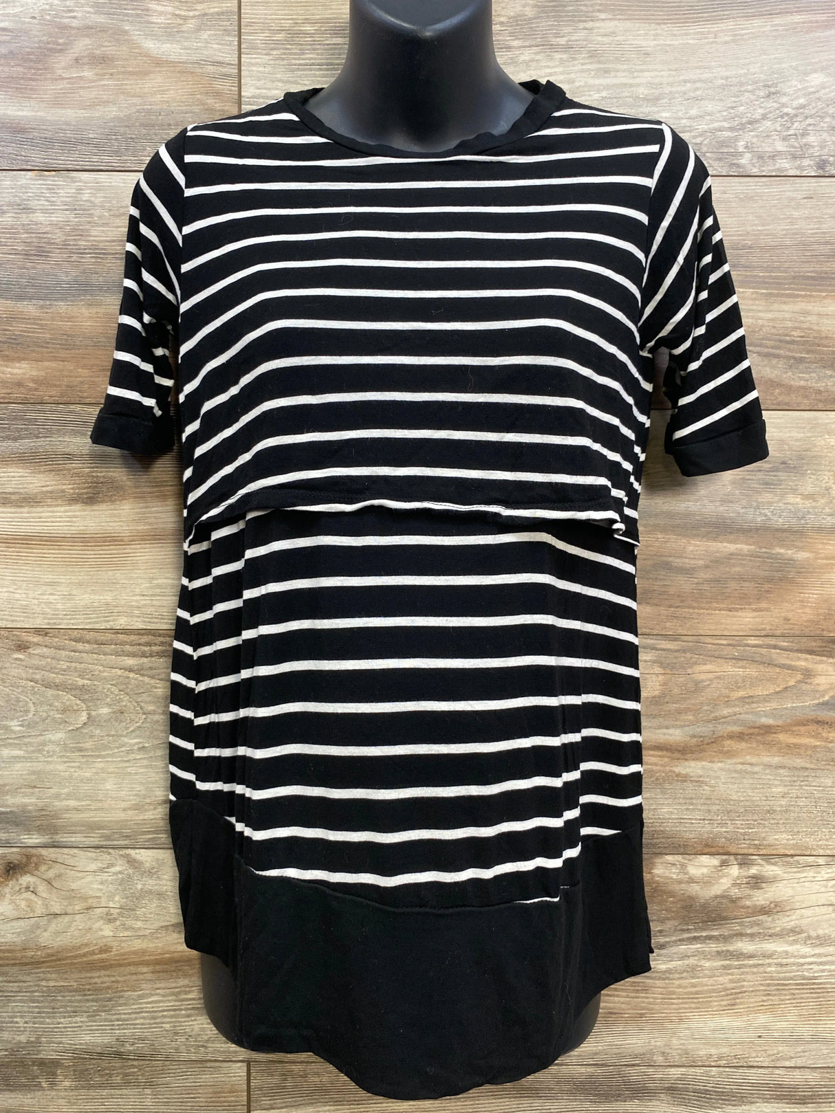 Nine Months Striped Nursing Shirt Black sz Medium