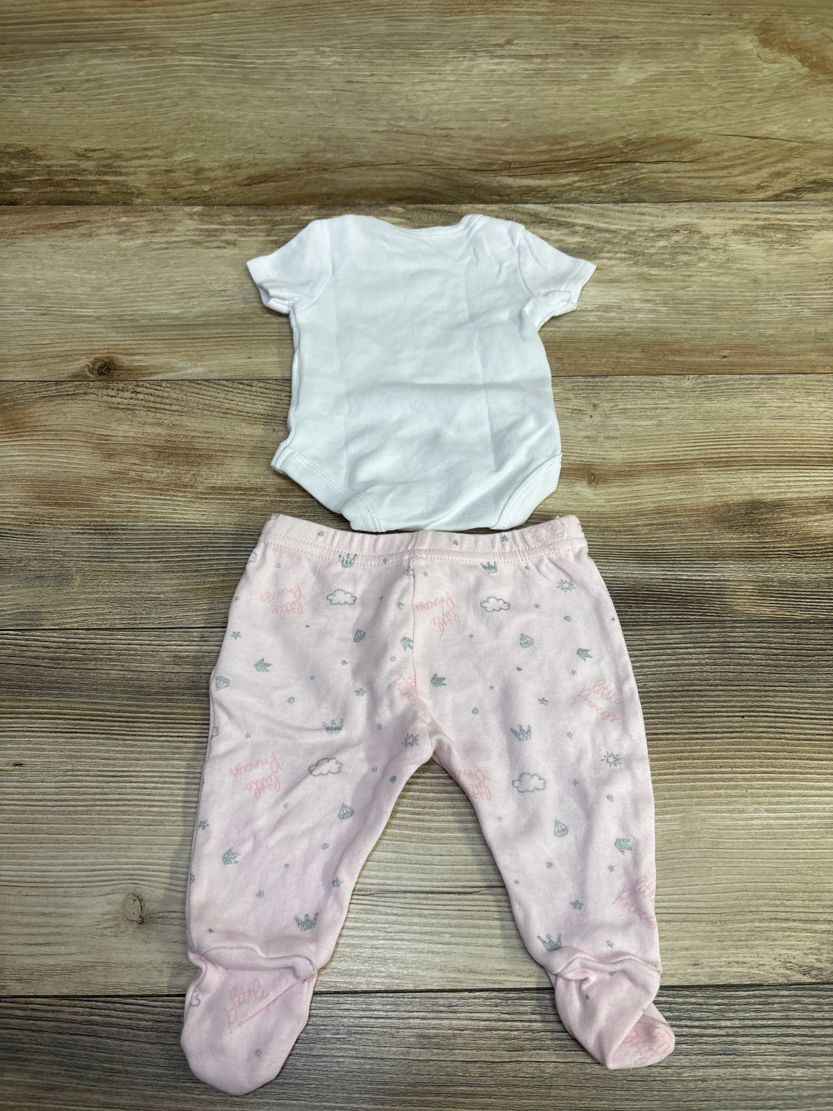 Rock A Bye Baby Boutique 2pc Little Princess Bodysuit & Pants Set White sz 0-3m