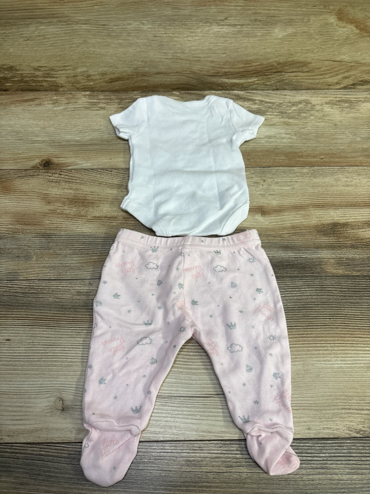 Rock A Bye Baby Boutique 2pc Little Princess Bodysuit & Pants Set White sz 0-3m