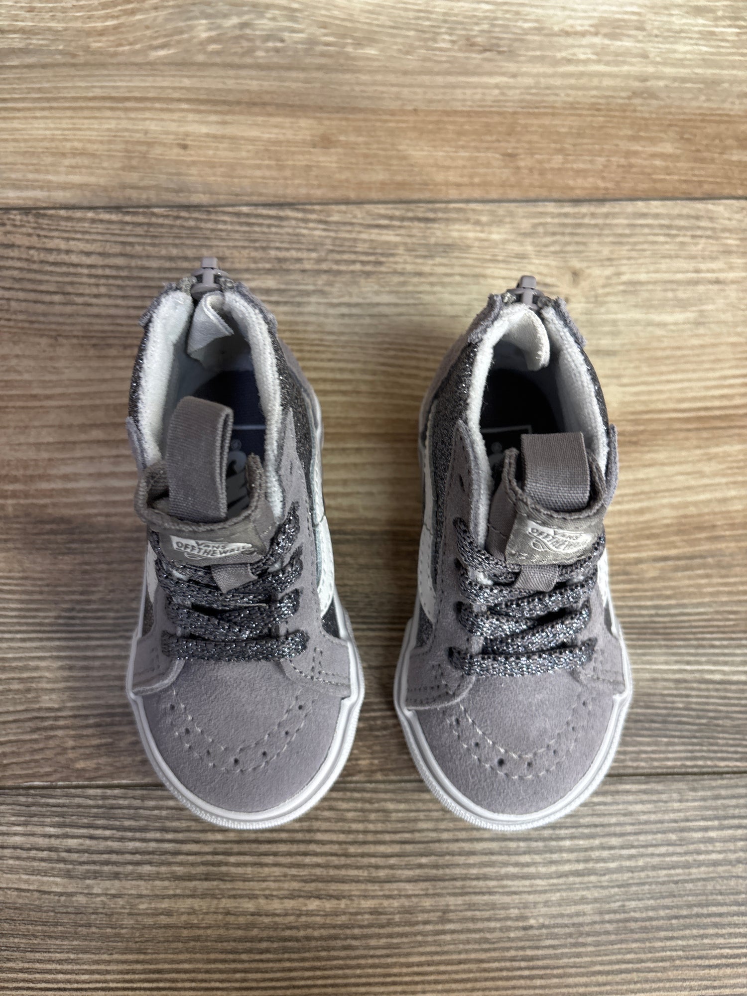 NEW Vans Sk8-Hi Zip 'Glitter Gunmetal' Sneakers Grey sz 4.5c