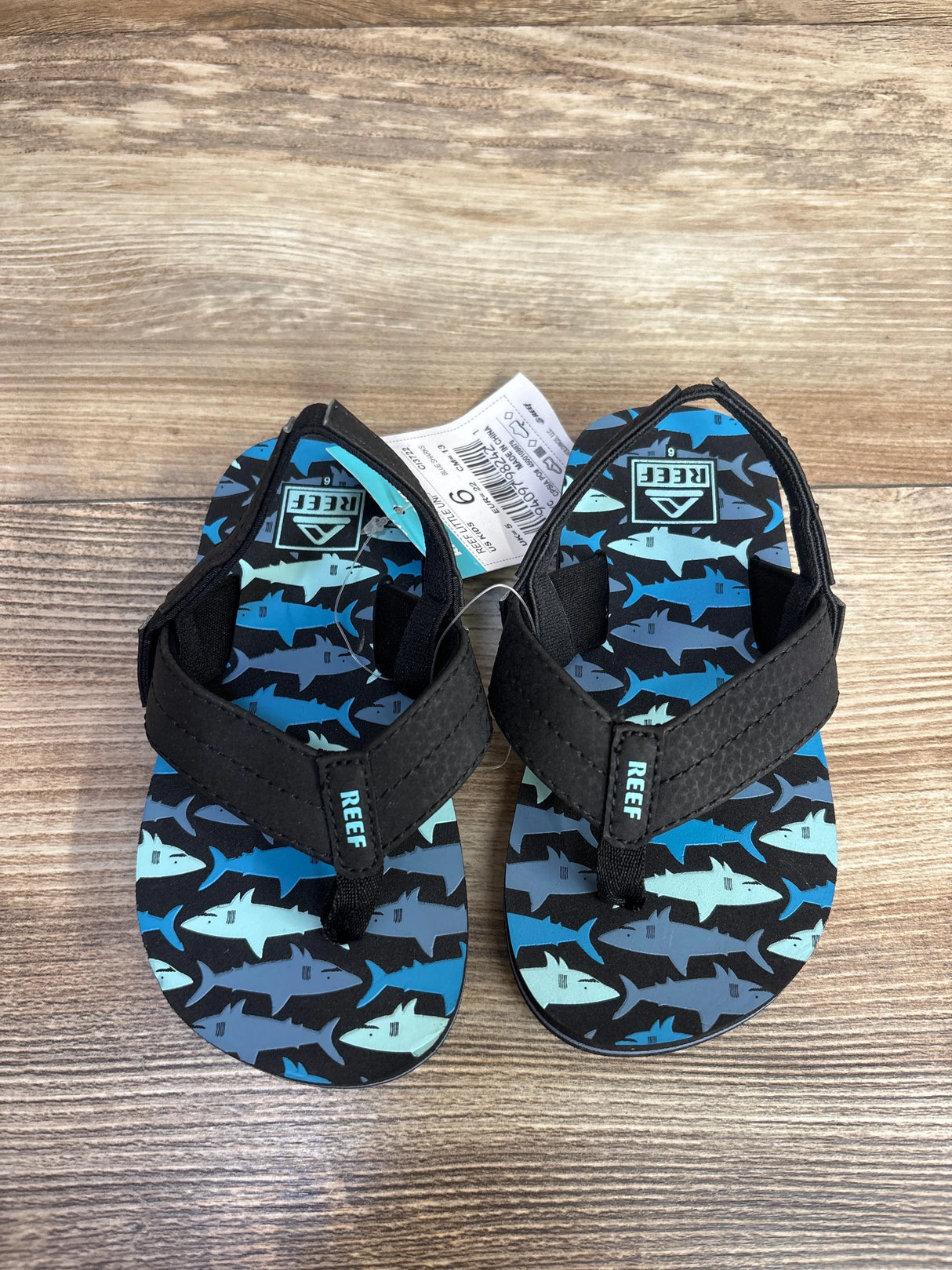 NEW Reef Little Uni Flip Flops in Blue Sharks sz 6c - Me n Mommy To Be