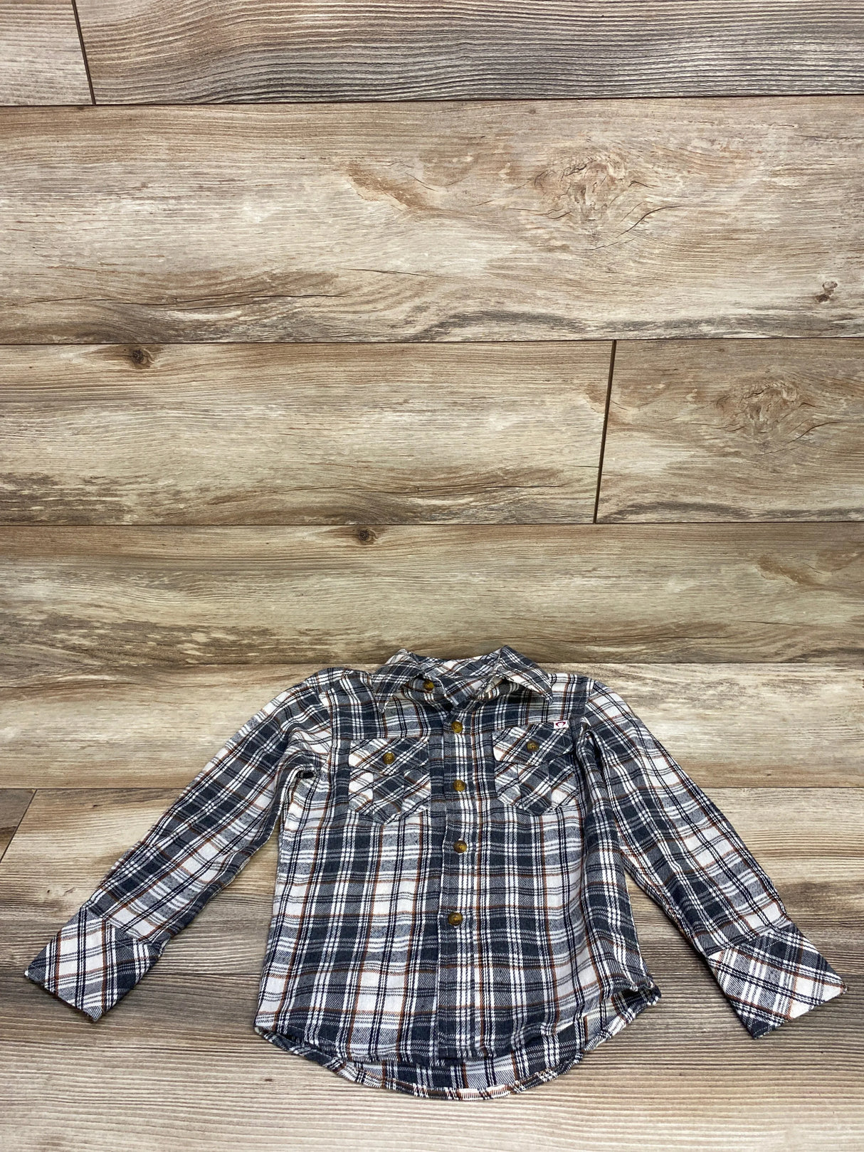 Appaman Greige Plaid Flannel Shirt Grey sz 4T