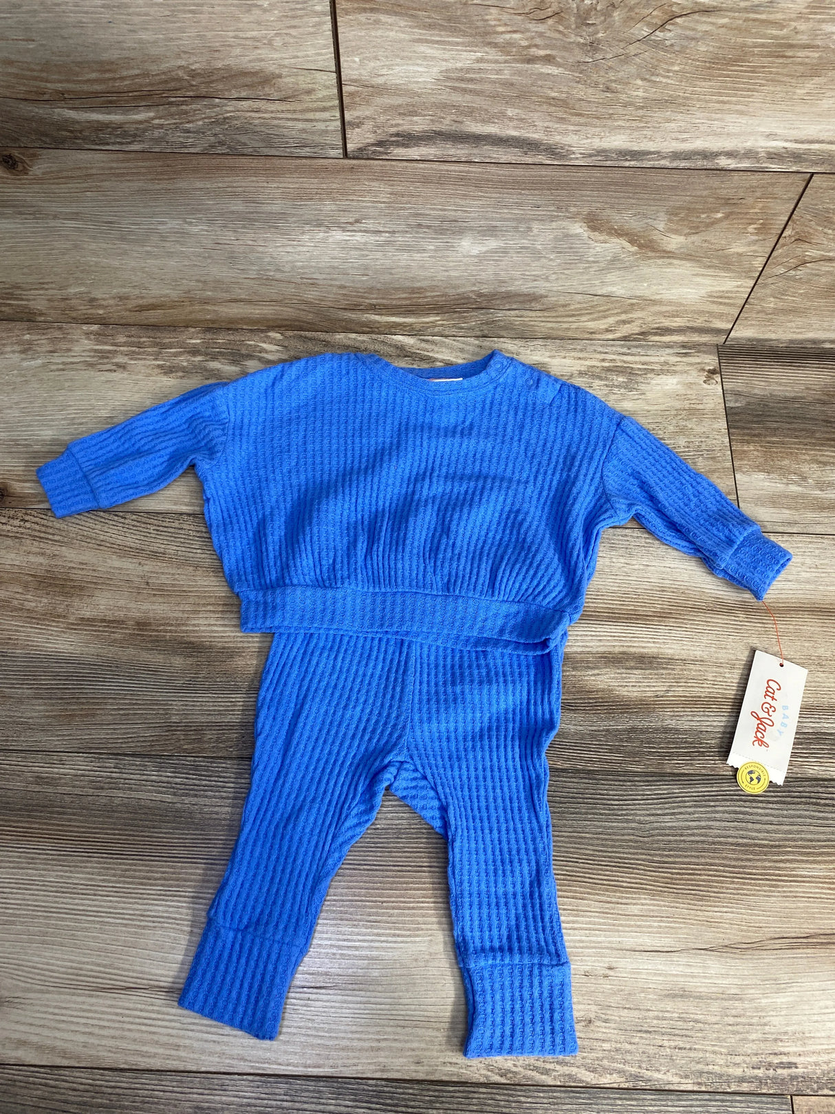 NEW Cat & Jack 2pc Waffle Knit Shirt & Pants Blue sz 3-6m
