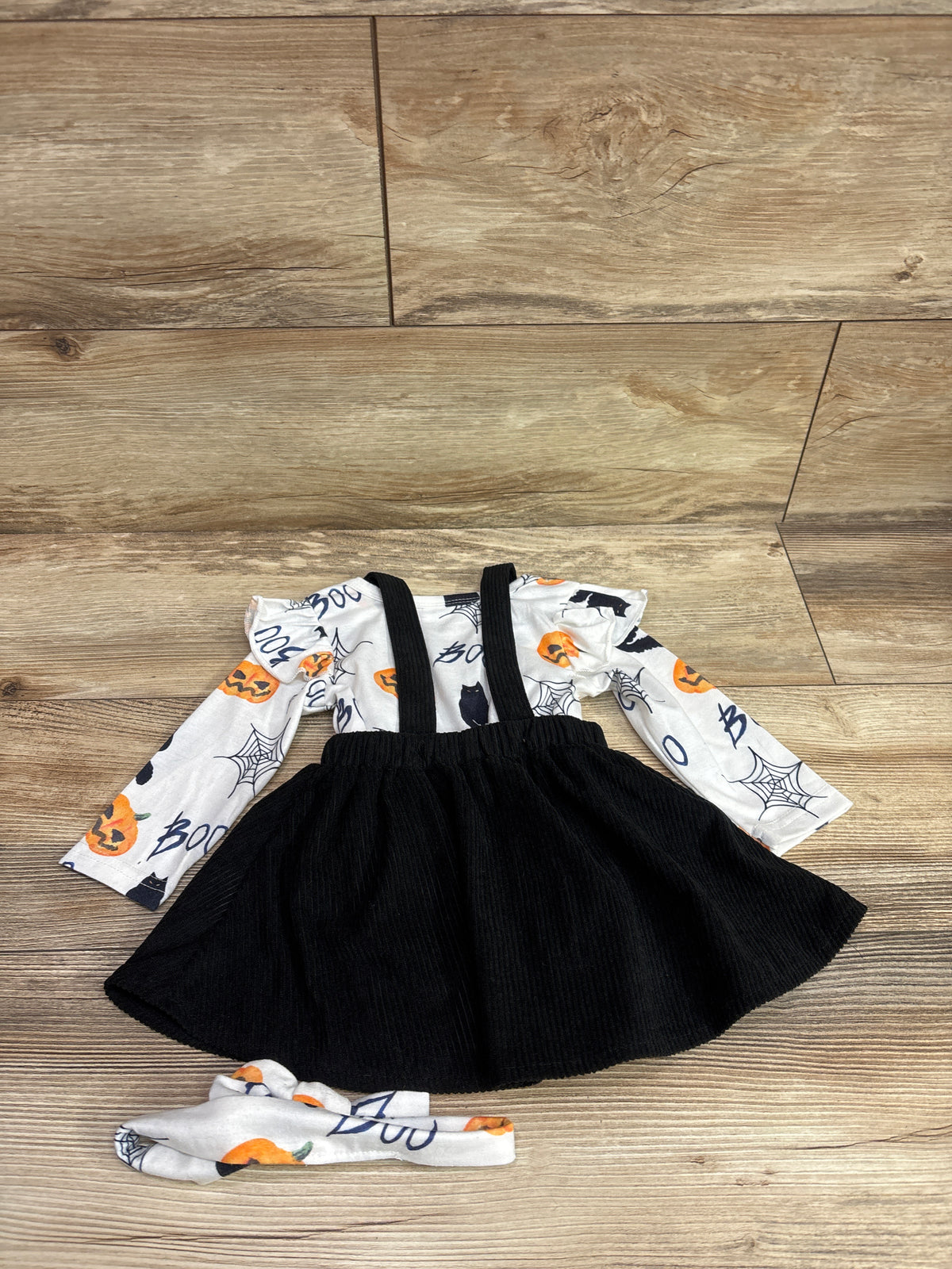 Saliuentm 3pc Halloween Corduroy Skirtall Set White sz 3-6m