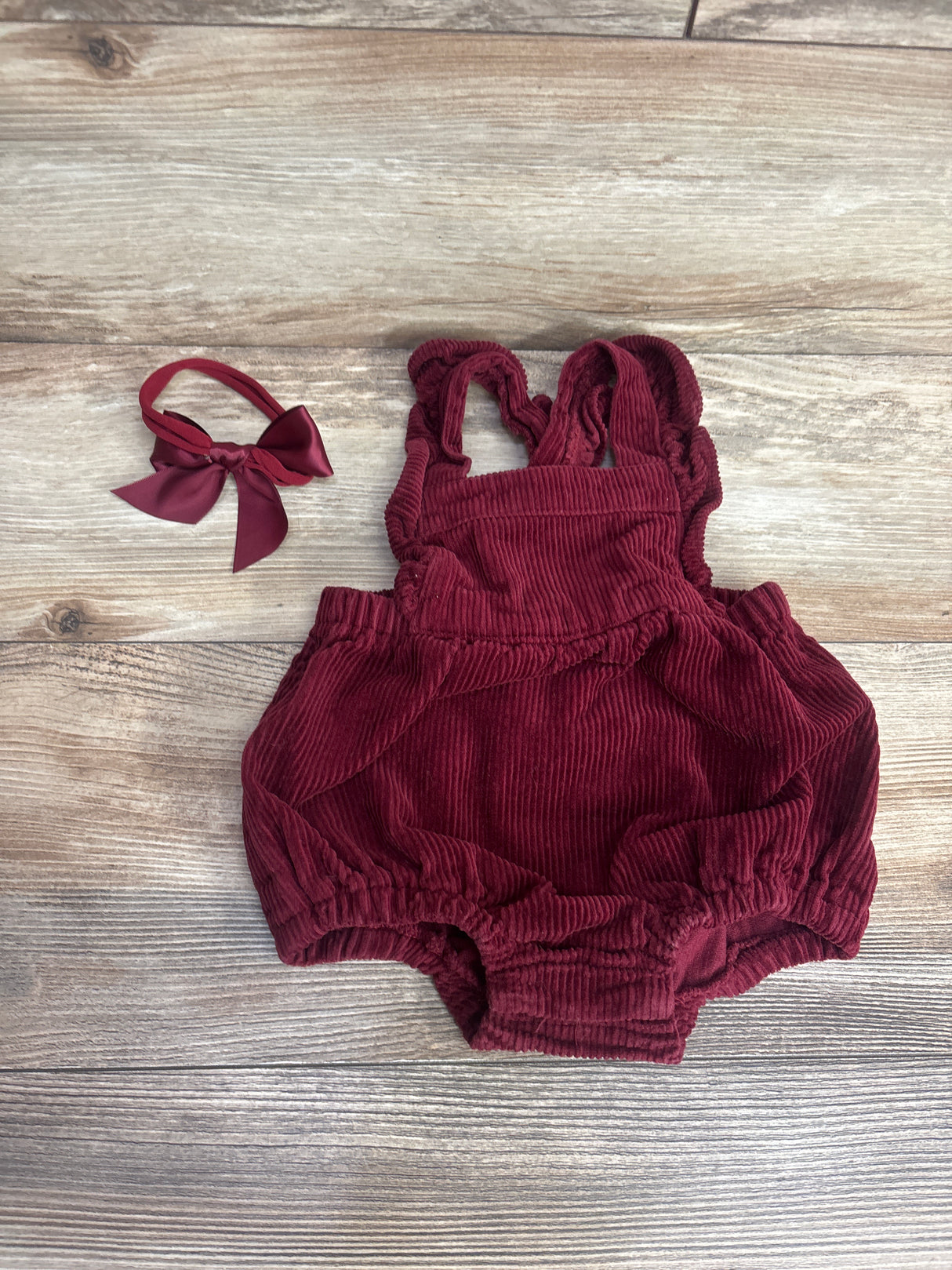 Old Navy 2pc Cord Bubble Romper Set Burgundy sz 6-12m