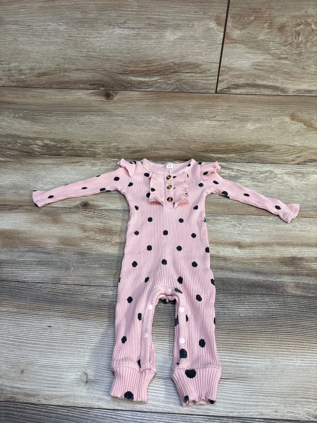 Polka Dot Ribbed Henley Coverall Pink sz 9m