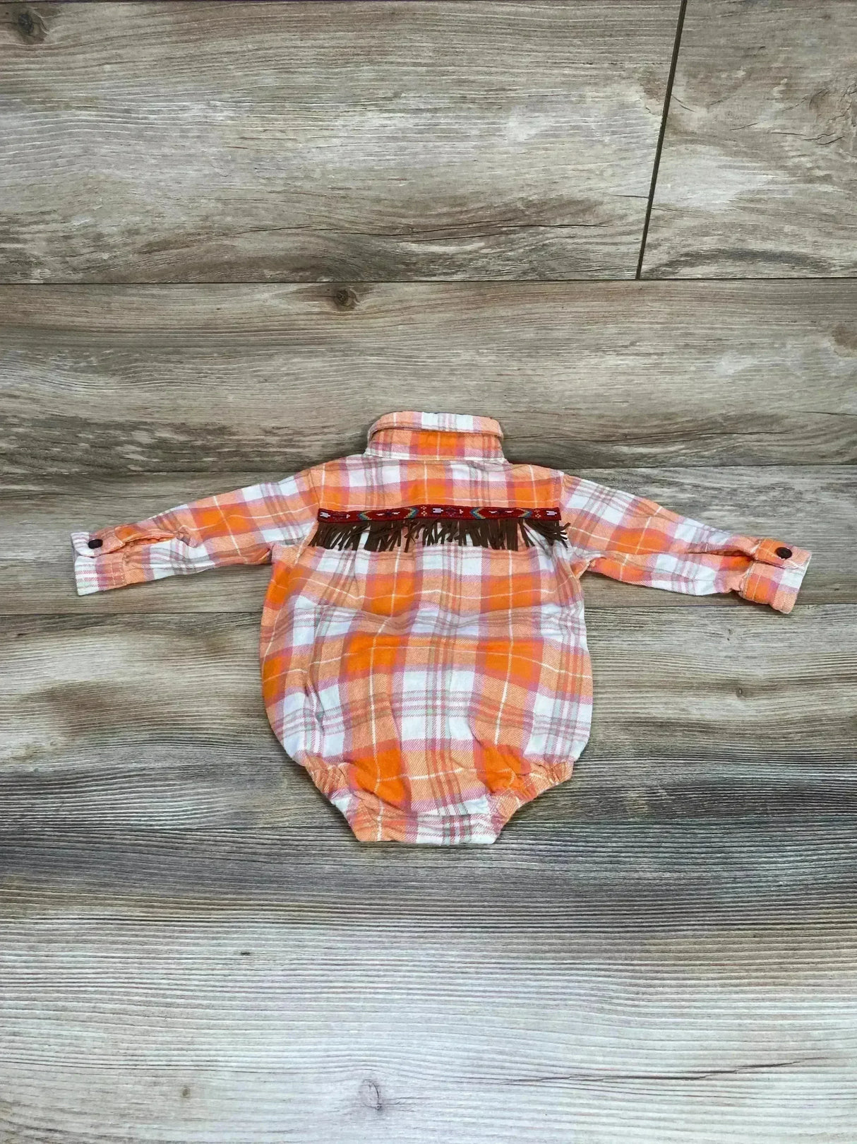 Oshkosh Plaid Flannel Button Up Bodysuit Orange sz 12m - Me n Mommy To Be