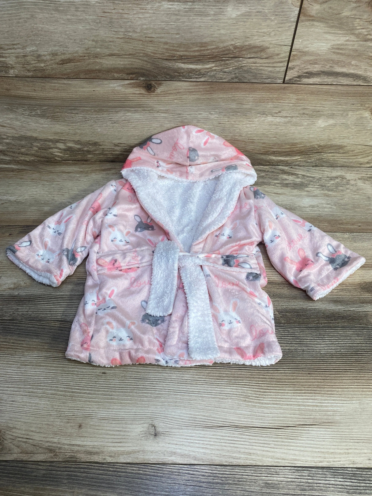 Bunny Hooded Robe Pink sz 0-9m - Me n Mommy To Be