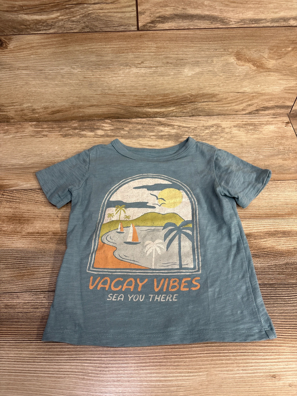 Little Co Beach Print Shirt Light Blue sz 2T