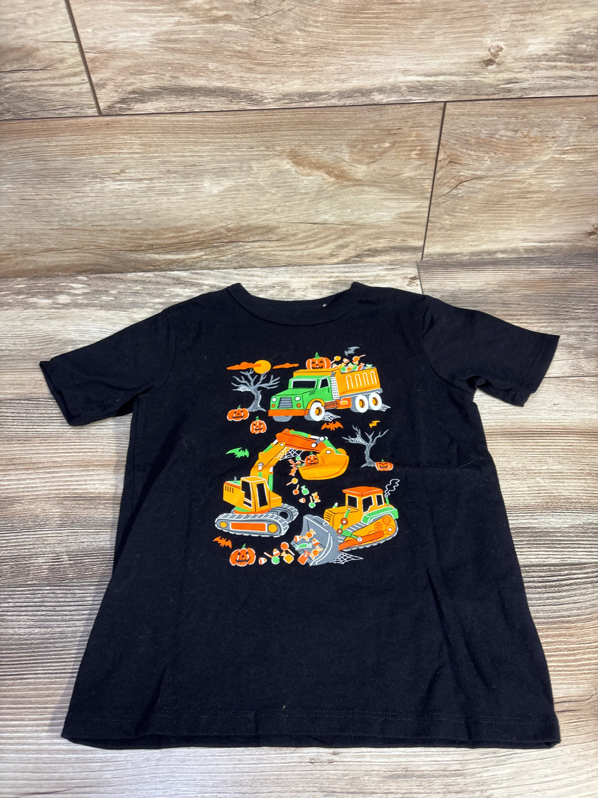 Children's Place Halloween Construction Vehicle Shirt Black sz 5T